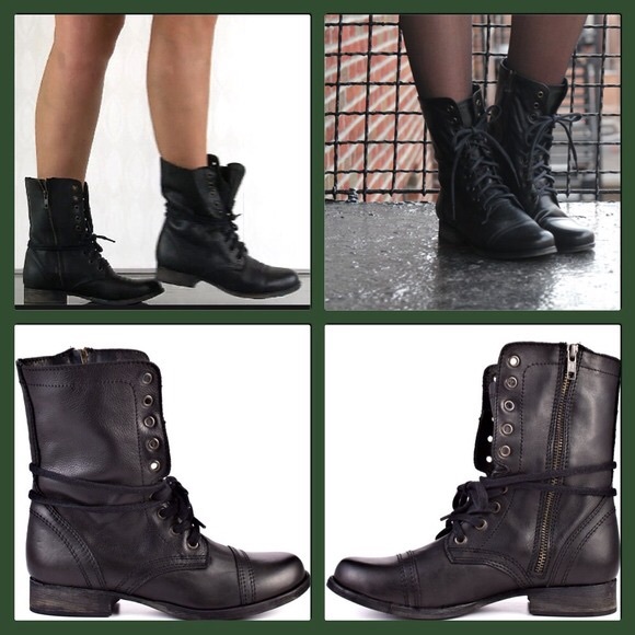 Steve Madden Troopa Black Leather Boots 